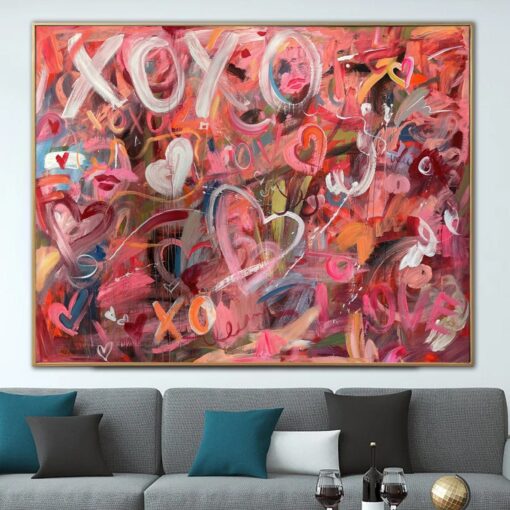 Buy Large Abstract Graffiti Style Paintings On Canvas Modern Urban Fine Art Original Romantic Painting | XOXO online shopping cheap