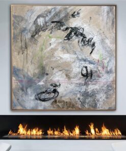 Large Abstract Gray Paintings On Canvas Aesthetic Painting 40×40 Expressionist Art Acrylic Painting New Apartment Gift Minimalist Art | HAZY VISIONS