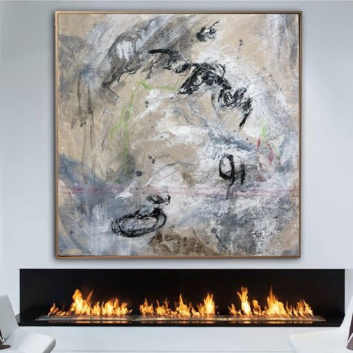 Buy Large Abstract Gray Paintings On Canvas Aesthetic Painting 40x40 Expressionist Art Acrylic Painting New Apartment Gift Minimalist Art | HAZY VISIONS online shopping cheap