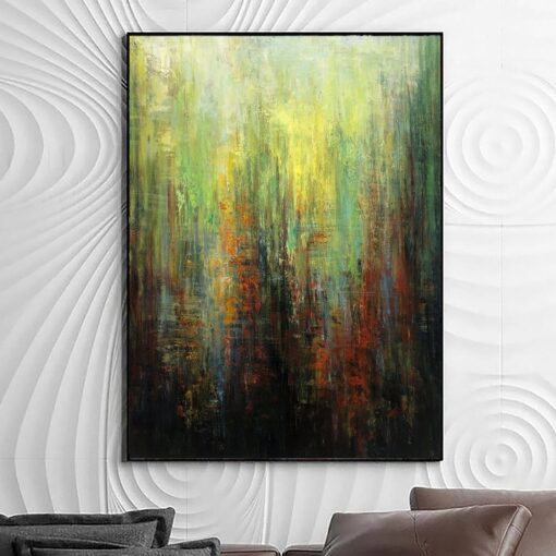 Buy Large Abstract Green Oil Paintings On Canvas Acrylic Artwork Modern Textured Fine Art Handmade Wall Art | PINE FOREST online shopping cheap