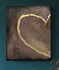 Large Abstract Heart Painting On Canvas Brown Wall Art Hand Painted Art Impasto Painting Romantic Gift For Couple Artwork Home Decor | LOVE IS COMING