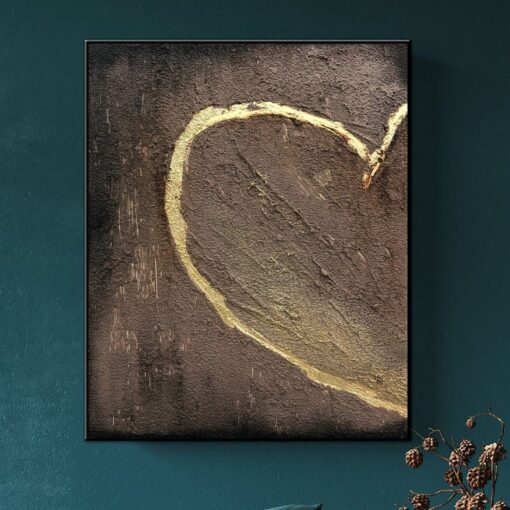 Buy Large Abstract Heart Painting On Canvas Brown Wall Art Hand Painted Art Impasto Painting Romantic Gift For Couple Artwork Home Decor | LOVE IS COMING online shopping cheap