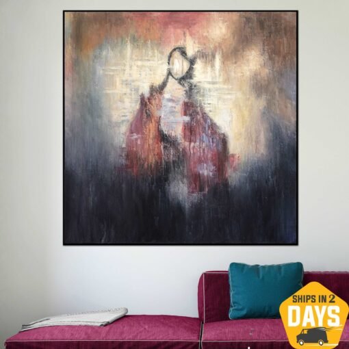 Buy Large Abstract Human Paintings On Canvas Original Figurative Painting Creative Colorful Artwork Modern Girl Fine Art | EASTERN DREAMS 46"x46" online shopping cheap