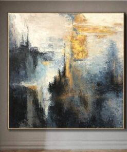 Large Abstract Landscape Painting Blue Painting On Canvas Colorful Wall Art Frame Wall Art | YEARNING