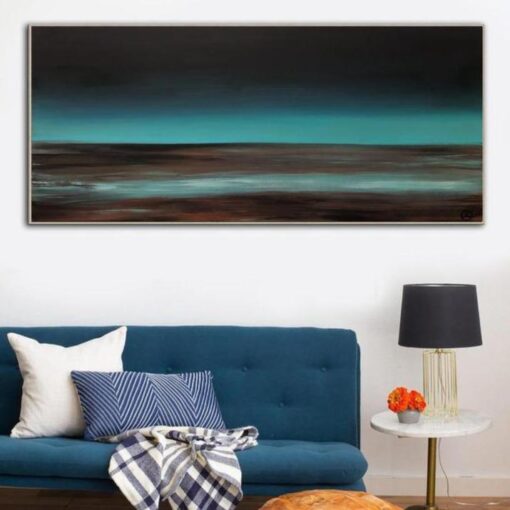 Buy Large Abstract Landscape Painting Blue Wall Art Original Artwork Frame Painting Acrylic Painting On Canvas Modern Wall Living Room Decor | BLUE NIGHT online shopping cheap
