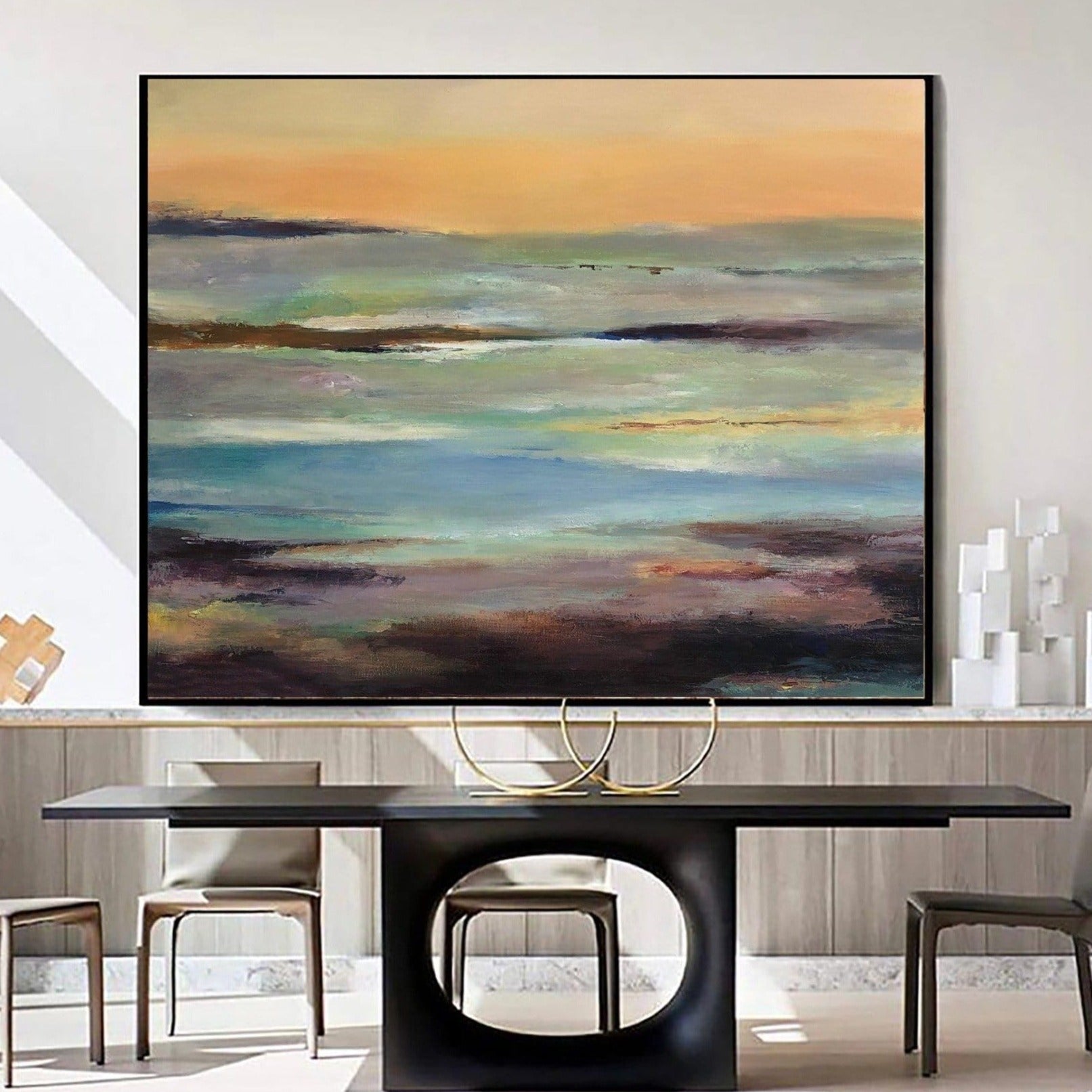 Buy Large Abstract Landscape Painting: Ocean Wall Art in Blue