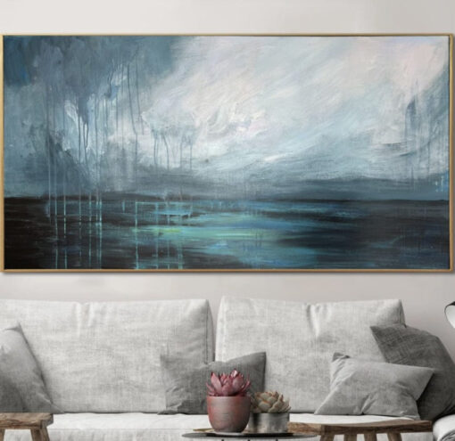 Buy Large Abstract Landscape Painting on Canvas Modern Wall Art Original Arctic Nature Contemporary Creative Oil Painting | ARCTIC FRESH online shopping cheap