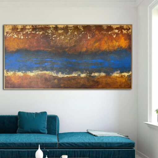Buy Large Abstract Landscape Paintings On Canvas Original Stream Art Countryside Artwork Modern Oil Painting Aesthetic Decor | STREAM online shopping cheap