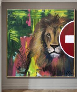 Large Abstract Lion Paintings On Canvas Original Green Acrylic Forest Art Modern Fine Art Oil Texture Wall Art | LION’S DEN