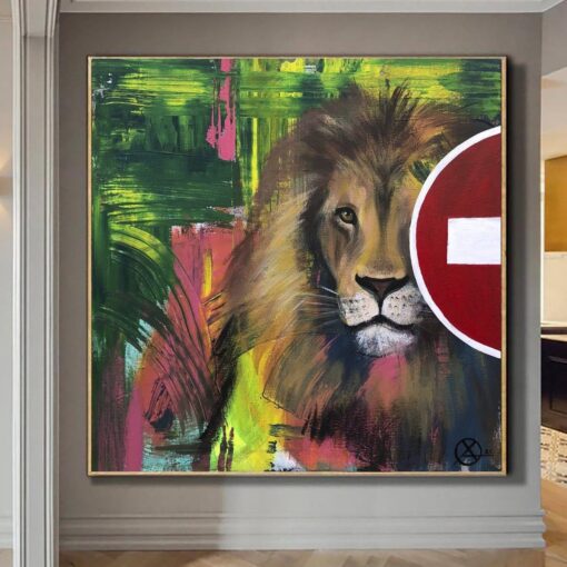 Buy Large Abstract Lion Paintings On Canvas Original Green Acrylic Forest Art Modern Fine Art Oil Texture Wall Art | LION'S DEN online shopping cheap