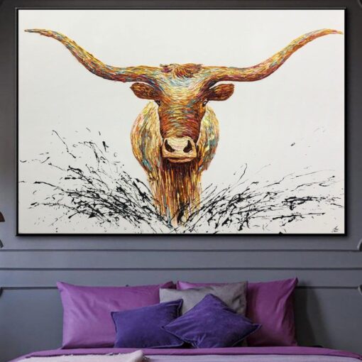 Buy Large Abstract Longhorn Art Original Painting On Canvas Modern Wall Art | LONGHORN BUFFALO online shopping cheap