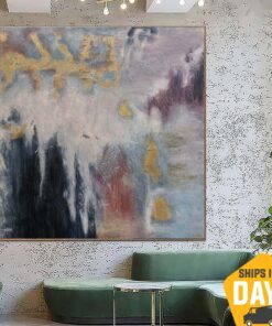 Large Abstract Modern Paintings On Canvas Original Gold Leaf Art Textured Painting Hand Painted Art | WINTER INSPIRATION 46"x46"