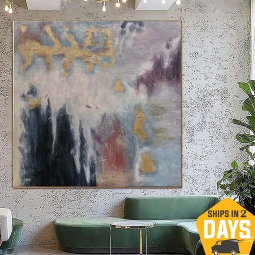 Buy Large Abstract Modern Paintings On Canvas Original Gold Leaf Art Textured Painting Hand Painted Art | WINTER INSPIRATION 46"x46" online shopping cheap