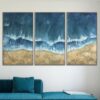 Buy Large Abstract Ocean Set Of 3 Paintings On Canvas Original Blue Oil Painting Handmade Artwork Triptych Paintings | SUNNY BEACH online shopping cheap