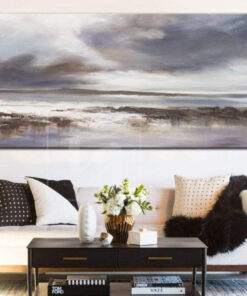 Large Abstract Oil Gray Painting White Wall Art On Canvas | HAZY FANTASIES