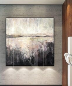 Large Abstract Oil Painting Beige Painting Black Painting Abstract Painting | HIDDEN LAKE