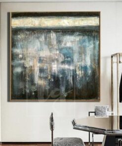 Large Abstract Oil Painting Gray Painting Blue Painting Modern Painting Original Painting | REFLECTION