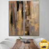 Buy Large Abstract Oil Paintings On Canvas Gold Leaf Wall Art Brown Acrylic Painting Golden Paintings Modern Wall Art | RADIANCE OF ETERNITY 2p 69"x59" online shopping cheap