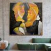 Buy Large Abstract Orange Acrylic Painting Figurative Art Faces Abstract Painting On Canvas Luxury Painting Modern Wall Decor | A CROWD OF STRANGERS online shopping cheap