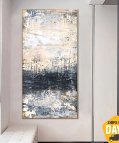 Large Abstract Original Oil Painting Canvas Black And White Wall Art Contemporary Monochrome Painting Room Decor | NATURE OF INCONCEIVABLE 36"x18"