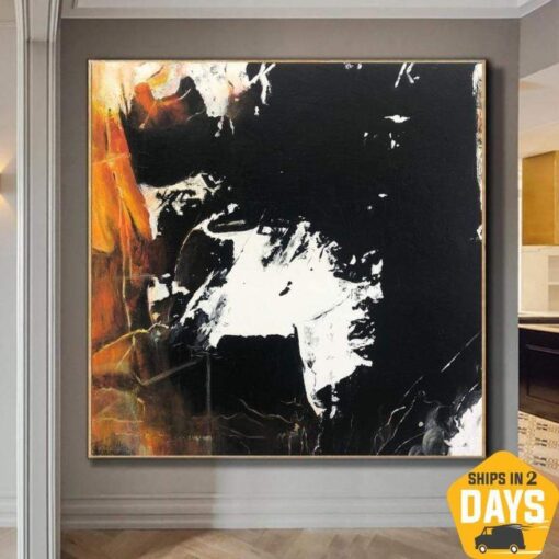 Buy Large Abstract Original Painting Black And White Painting Acrylic Art Abstract Fine Art Paintings On Canvas Wall Art | SPACE 40"x40" online shopping cheap