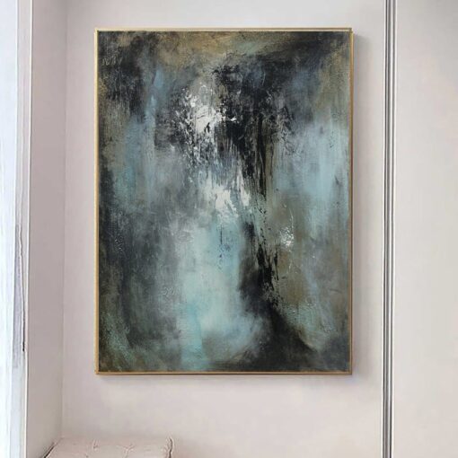 Buy Large Abstract Painting Black Canvas Art Turquoise Painting Aesthetic Wall Art Modern Canvas Art Apartment Gift Above Fireplace Decor | SPIRIT OF NATURE online shopping cheap