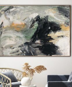 Large Abstract Painting Canvas Neutral Wall Art Pour Painting on Canvas Black Splash on Canvas Contemporary Wall Art Luxury Painting | GHOST RUNNER