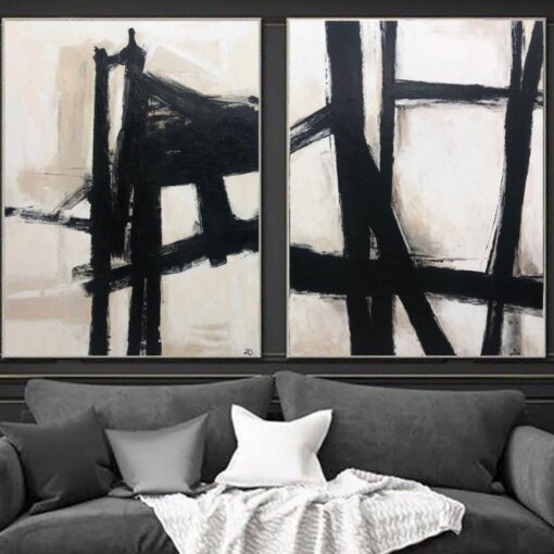 Buy Large Abstract Painting On Canvas Black And White Franz Kline style Abstract Painting Canvas Original Modern Painting Acrylic Office Painting | CLARITY online shopping cheap
