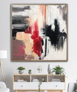 Large Abstract Painting On Canvas Expressionist Art In Red, Black And White Colors Textured Contemporary Painting Handmade Art | VIVID DREAMS