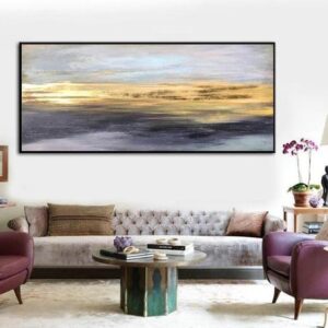 Large Abstract Painting On Canvas Gold Leaf Wall Art Framed Painting Colorful Art Modern Wall Decor | THE BIRTH OF A DAY