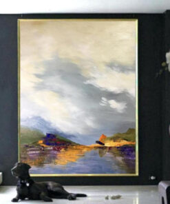 Large Abstract Painting On Canvas Landscape Painting Gray Painting Light Blue Feng Shui Painting | OTHER SHORE