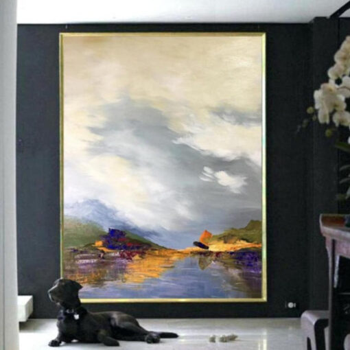 Buy Large Abstract Painting On Canvas Landscape Painting Gray Painting Light Blue Feng Shui Painting | OTHER SHORE online shopping cheap