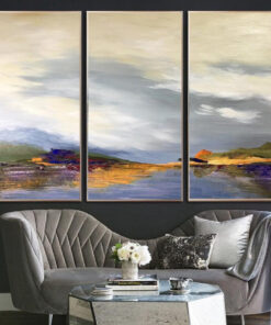 Large Abstract Painting On Canvas Landscape Painting Gray Painting Light Blue Painting | OTHER SHORE