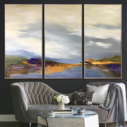 Buy Large Abstract Painting On Canvas Landscape Painting Gray Painting Light Blue Painting | OTHER SHORE online shopping cheap