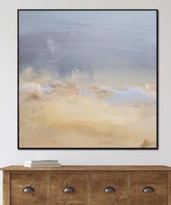 Large Abstract Painting On Canvas Painting Beige Abstract Blue Wall Art Contemporary Painting | UNCHARTED HORIZON