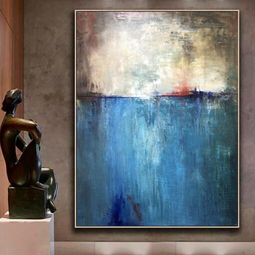 Buy Large Abstract Painting Original Oversize Art Landscape Art Blue Modern Wall Art | MAGNIFICENT LAKE online shopping cheap