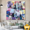 Large Abstract Painting on Canvas Purple Wall Art Colorful Artwork Original Oil Painting Contemporary Wall Art Decor | SEASONAL INSPIRATION 50"x50"