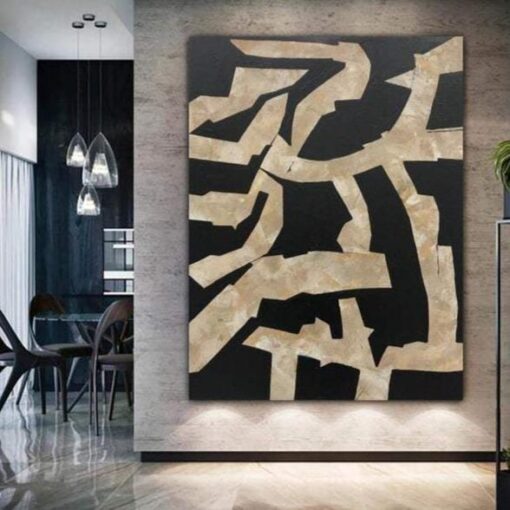 Buy Large Abstract Paintings On Canvas Black Wall Art Beige Painting Minimalist Art Canvas Artwork | GOLDEN LABYRINTH online shopping cheap