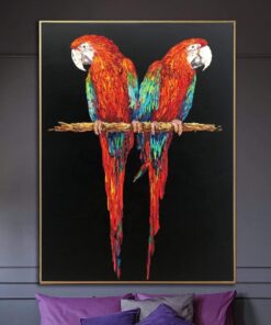 Large Abstract Parrot Painting On Canvas Colorful Impasto Painting Textured Animal Art Modern Wall Art Handmade Art | PARROTS