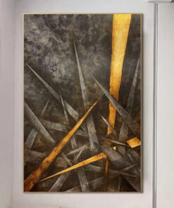 Large Abstract Peaks Colorful Paintings on Canvas Black And Gold Contemporary Art Textured Handmade Painting Creative Sharp Art Wall Decor | GOLDEN PEAKS