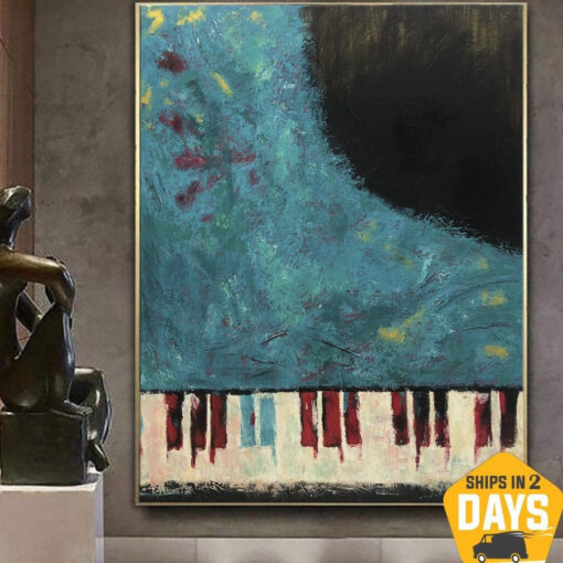 Buy Large Abstract Piano Painting Contemporary Acrylic Oil Painting Modern Blue Fine Art Texture Painting Wall Decor | MIRACLE SOUNDS 60"x46" online shopping cheap