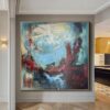 Buy Large Abstract Red Blue Paintings on Canvas Original Blue Wall Art Modern Oil Painting Textured Fine Art for Living Room Wall Decor | MAGIC OBLIVION online shopping cheap