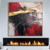 Buy Large Abstract Red Painting Canvas Gold Leaf Wall Art Original Oil Artwork Modern Hand Painted Art Contemporary Art for Staircase Decor | RED LIGHT online shopping cheap