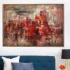 Buy Large Abstract Red Paintings On Canvas Acrylic Impressionist Art Modern Wall Art Cityscape Painting Textured Art Hand Painted Artwork | RED CITYSCAPE online shopping cheap