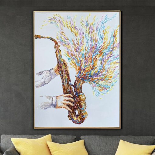 Buy Large Abstract Saxophone Paintings On Canvas Jazz Art Contemporary Art Musician Gift Impasto Painting Music Instrument Art| A LITTLE BIT OF JAZZ online shopping cheap