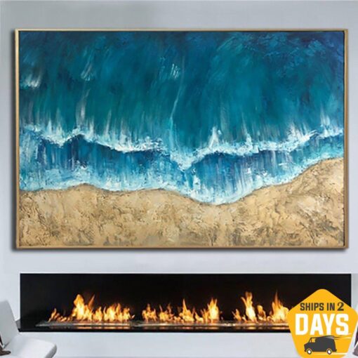 Buy Large Abstract Seascape Art Impressionist Paintings On Canvas Modern Textured Painting Hand Painted Fine Art | SUNNY BEACH 48"x72" online shopping cheap