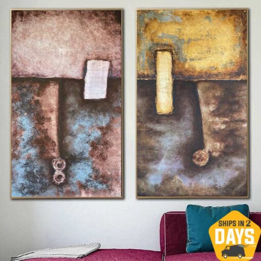 Buy Large Abstract Set Of 2 Paintings On Canvas Modern Rich Textured Painting Original Oil Painting | ALLURING DUST 2P 41.3"x47.2" online shopping cheap
