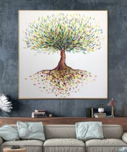 Large Abstract Tree Painting Hand Painted Art on Canvas Modern Impasto Oil Painting Unique Textured Fine Art | MONEY TREE