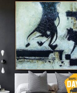 Large Abstract Wall Art Abstract Painting Black And White Black Painting White Painting | CORRIDA STYLE 60"x60"