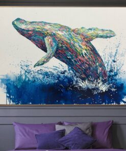 Large Abstract Whale Paintings On Canvas Animal Impasto Oil Painting Wall Art Handmade Painting Textured Fine Art | GREAT WHALE